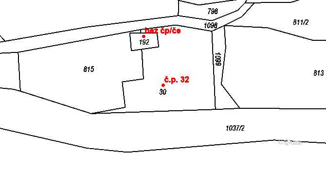 Rudoltice 32, Sobotín na parcele st. 30 v KÚ Rudoltice u Sobotína, Katastrální mapa