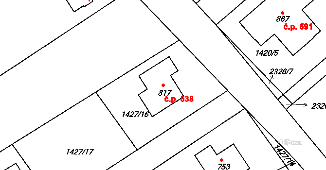 Křižanov 538 na parcele st. 817 v KÚ Křižanov, Katastrální mapa