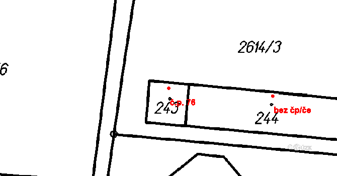 Malé Nepodřice 76, Dobev na parcele st. 243 v KÚ Nepodřice, Katastrální mapa