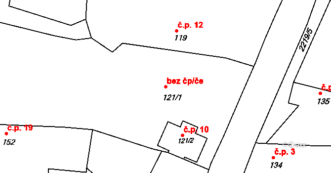 Vrchotovy Janovice 88440567 na parcele st. 121/1 v KÚ Vrchotovy Janovice, Katastrální mapa