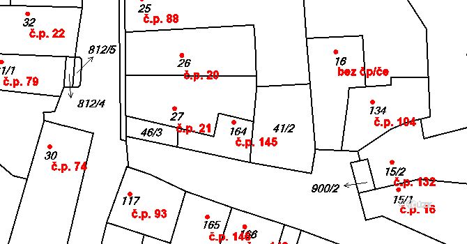 Líšťany 145 na parcele st. 164 v KÚ Líšťany u Cítolib, Katastrální mapa