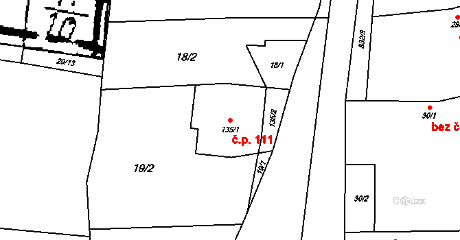 Strojetice 111, Kryry na parcele st. 135/1 v KÚ Strojetice u Podbořan, Katastrální mapa