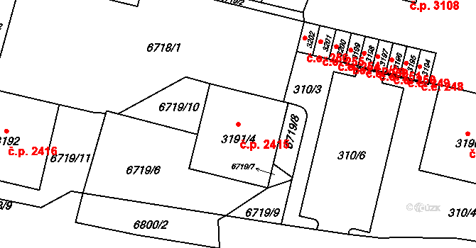Žatec 2415 na parcele st. 3191/4 v KÚ Žatec, Katastrální mapa