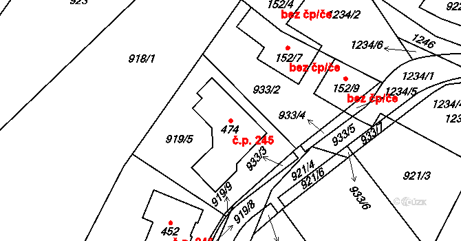 Šmolovy 245, Havlíčkův Brod na parcele st. 474 v KÚ Šmolovy u Havlíčkova Brodu, Katastrální mapa