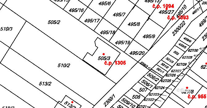 Svatobořice 1305, Svatobořice-Mistřín na parcele st. 505/3 v KÚ Svatobořice, Katastrální mapa