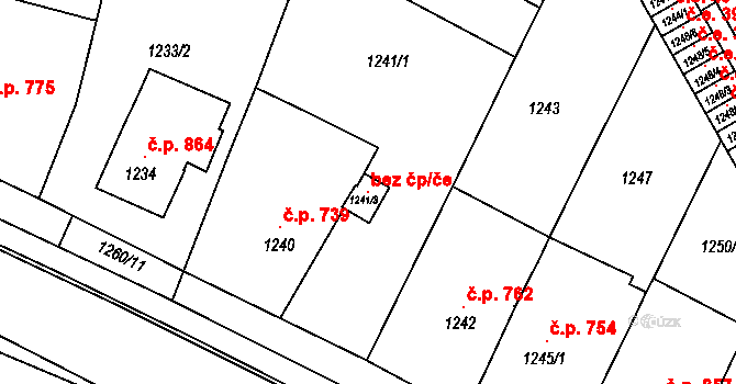Bučovice 119887568 na parcele st. 1241/3 v KÚ Bučovice, Katastrální mapa
