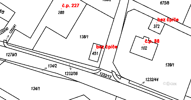Ruda nad Moravou 119893568 na parcele st. 451 v KÚ Hrabenov, Katastrální mapa