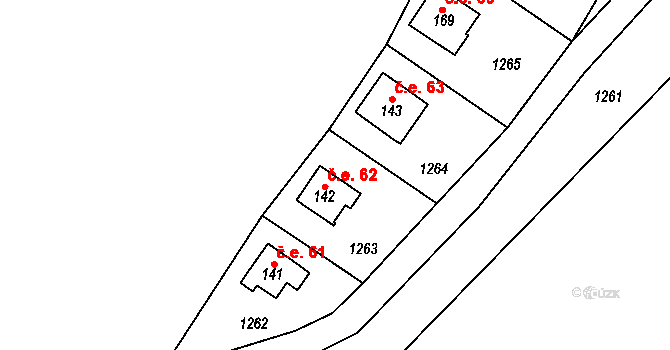 Cholín 62, Borotice na parcele st. 142 v KÚ Čelina, Katastrální mapa