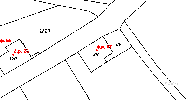Janovice 57, Rýmařov na parcele st. 88 v KÚ Janovice u Rýmařova, Katastrální mapa