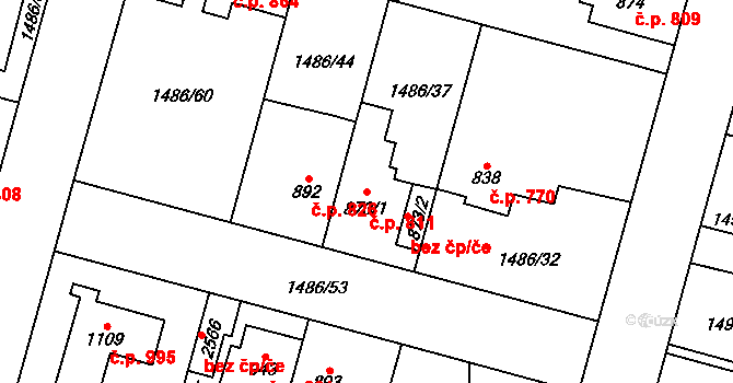 Třebechovice pod Orebem 811 na parcele st. 873/1 v KÚ Třebechovice pod Orebem, Katastrální mapa