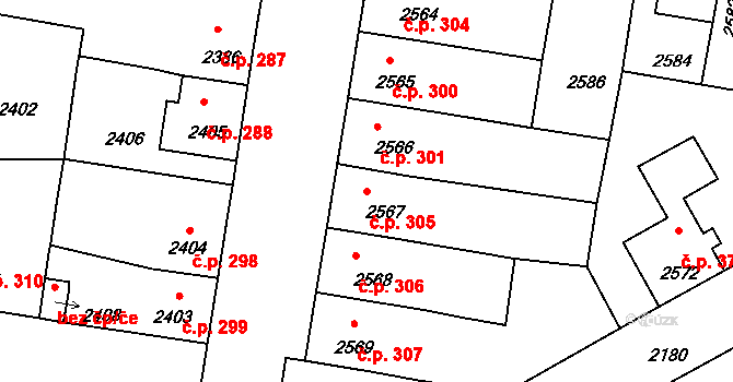 Mimoň I 305, Mimoň na parcele st. 2567 v KÚ Mimoň, Katastrální mapa