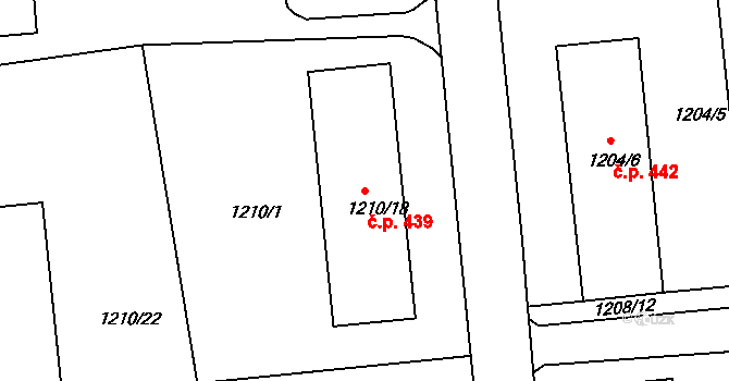 Podmoklice 439, Semily na parcele st. 1210/18 v KÚ Semily, Katastrální mapa