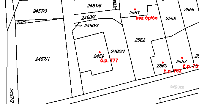 Kadaň 777 na parcele st. 2459 v KÚ Kadaň, Katastrální mapa