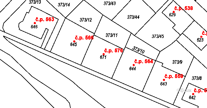 Hostinné 576 na parcele st. 671 v KÚ Hostinné, Katastrální mapa