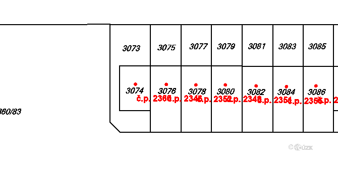 Stodůlky 2346, Praha na parcele st. 3076 v KÚ Stodůlky, Katastrální mapa