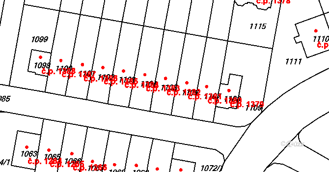 Záběhlice 1382, Praha na parcele st. 1105 v KÚ Záběhlice, Katastrální mapa