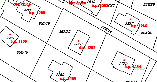 Vrchlabí 1262 na parcele st. 3858 v KÚ Vrchlabí, Katastrální mapa