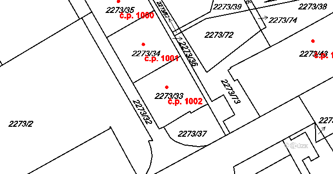 Šluknov 1002 na parcele st. 2273/33 v KÚ Šluknov, Katastrální mapa