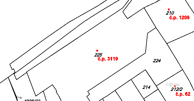 Přerov I-Město 3119, Přerov na parcele st. 225 v KÚ Přerov, Katastrální mapa