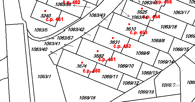 Plešivec 451, Český Krumlov na parcele st. 3582 v KÚ Český Krumlov, Katastrální mapa