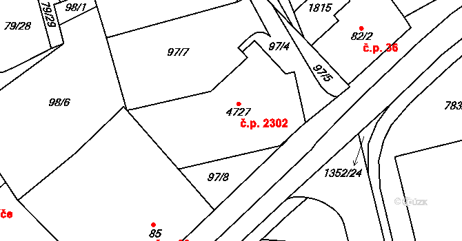 Blansko 2302 na parcele st. 4727 v KÚ Blansko, Katastrální mapa