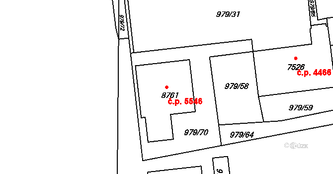 Zlín 5546 na parcele st. 8761 v KÚ Zlín, Katastrální mapa