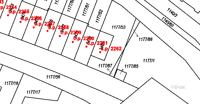 Říčany 2262 na parcele st. 3480 v KÚ Říčany u Prahy, Katastrální mapa