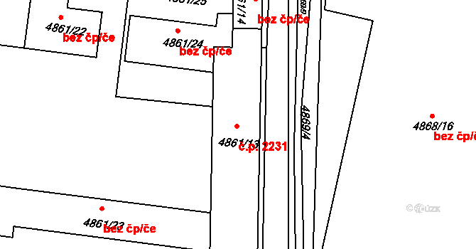 Předměstí 2231, Litoměřice na parcele st. 4861/13 v KÚ Litoměřice, Katastrální mapa