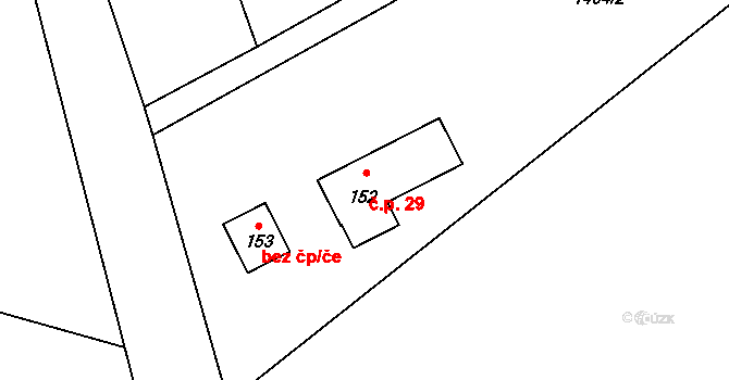 Lipovka 29, Deštná na parcele st. 152 v KÚ Lipovka, Katastrální mapa