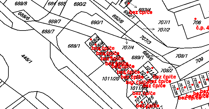 Jablonec nad Nisou 38430568 na parcele st. 688/2 v KÚ Mšeno nad Nisou, Katastrální mapa