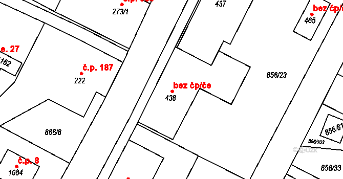Hanušovice 38968568 na parcele st. 438 v KÚ Hanušovice, Katastrální mapa