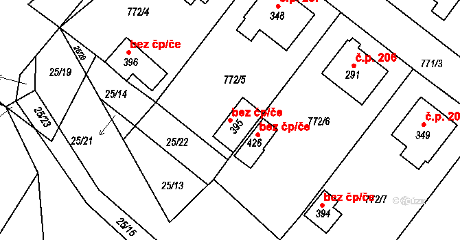 Košetice 39263568 na parcele st. 395 v KÚ Košetice, Katastrální mapa