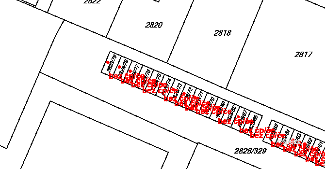 Brno 39477568 na parcele st. 2828/74 v KÚ Černovice, Katastrální mapa