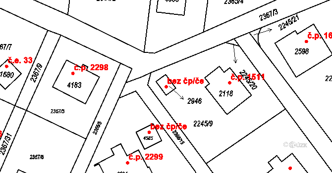 Rožnov pod Radhoštěm 42653568 na parcele st. 2946 v KÚ Rožnov pod Radhoštěm, Katastrální mapa