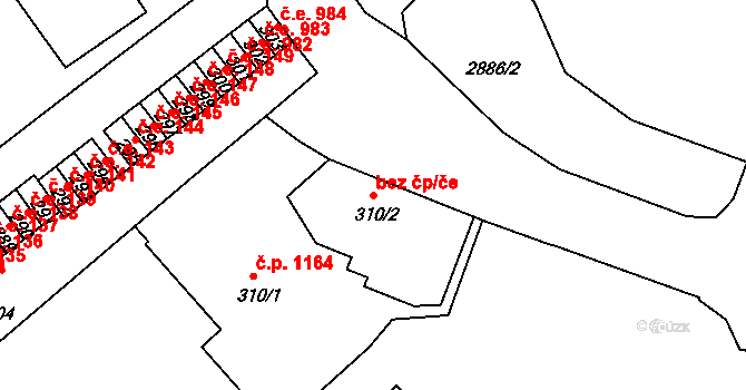 Děčín 43648568 na parcele st. 310/2 v KÚ Děčín, Katastrální mapa
