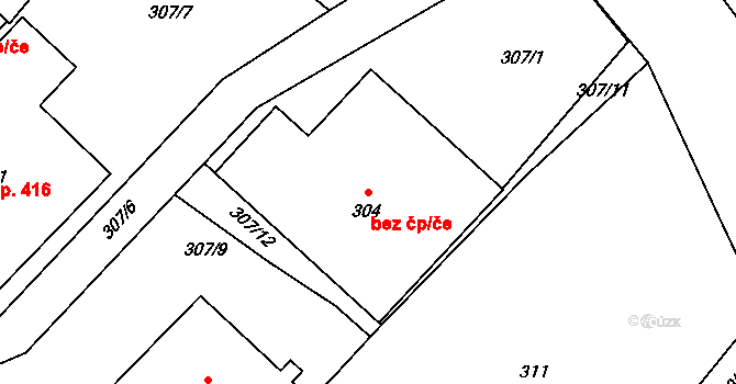 Bystřice nad Pernštejnem 44163568 na parcele st. 304 v KÚ Bystřice nad Pernštejnem, Katastrální mapa