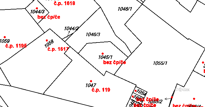 Kladno 44377568 na parcele st. 1045/1 v KÚ Kladno, Katastrální mapa