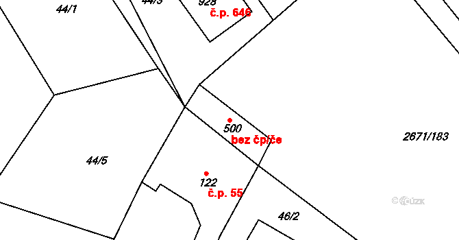 Černilov 46524568 na parcele st. 500 v KÚ Černilov, Katastrální mapa