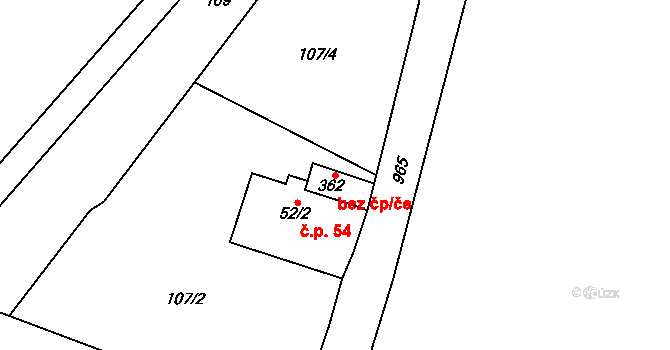 Vrchlabí 48700568 na parcele st. 362 v KÚ Podhůří-Harta, Katastrální mapa