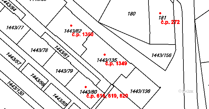 Liberec XIV-Ruprechtice 1349, Liberec na parcele st. 1443/135 v KÚ Ruprechtice, Katastrální mapa