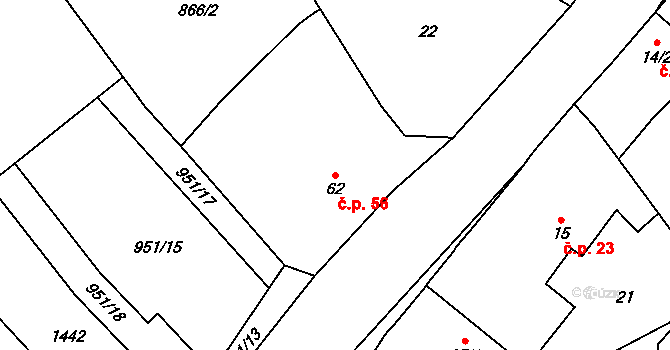 Černotín 56, Dnešice na parcele st. 62 v KÚ Černotín u Dnešic, Katastrální mapa
