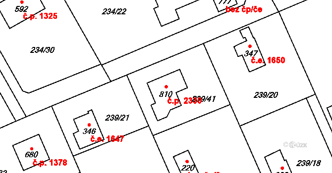 Nová Hospoda 2330, Kamenice na parcele st. 810 v KÚ Štiřín, Katastrální mapa