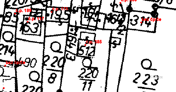 Bernartice 385 na parcele st. 512 v KÚ Bernartice u Milevska, Katastrální mapa