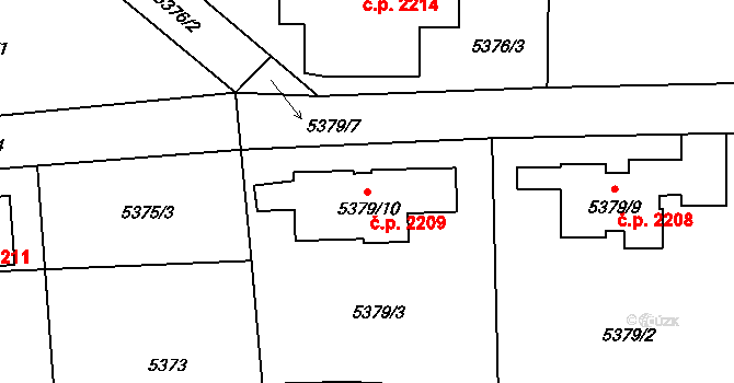 Vsetín 2209 na parcele st. 5379/10 v KÚ Vsetín, Katastrální mapa