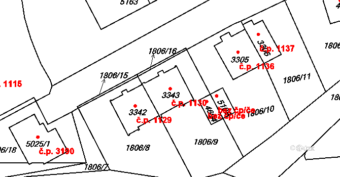 Havlíčkův Brod 1130 na parcele st. 3343 v KÚ Havlíčkův Brod, Katastrální mapa