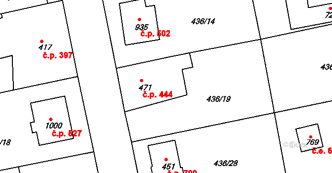 Šťáhlavy 444 na parcele st. 471 v KÚ Šťáhlavy, Katastrální mapa