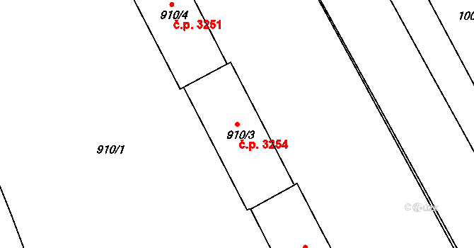 Znojmo 3254 na parcele st. 910/3 v KÚ Znojmo-město, Katastrální mapa