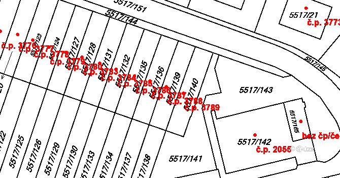 Jihlava 3788 na parcele st. 5517/139 v KÚ Jihlava, Katastrální mapa
