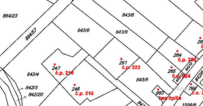 Luka nad Jihlavou 222 na parcele st. 251 v KÚ Luka nad Jihlavou, Katastrální mapa