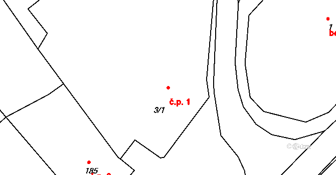 Šaratice 1 na parcele st. 3/1 v KÚ Šaratice, Katastrální mapa